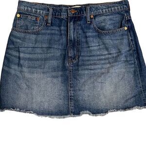 Madewell Blue Denim Mini Skirt Raw Seam Women's 32 (14)